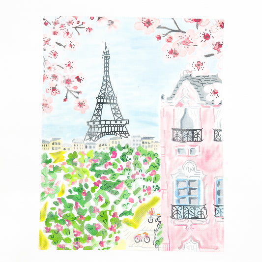 Paris with Eiffel Tower and Cherry Blossoms