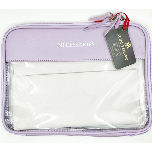 Jon Hart Leather Clear Folio in Iris with Silver "NECESSARIES"