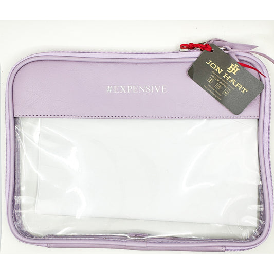Jon Hart Leather Clear Folio in Iris with Silver "#EXPENSIVE"