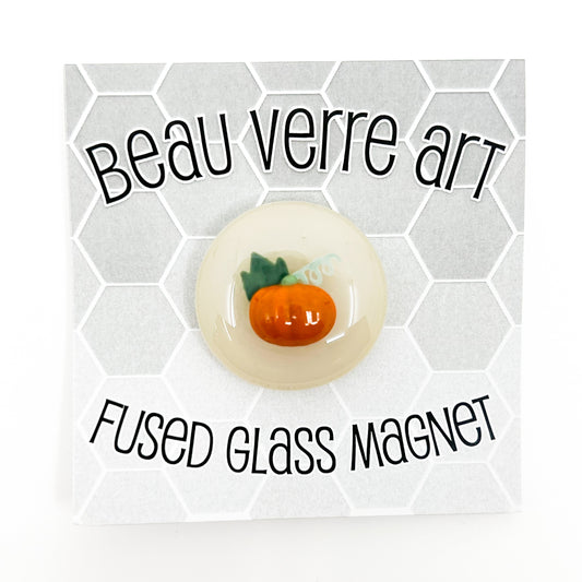 Fused Glass Small Round Pumpkin Needleminder