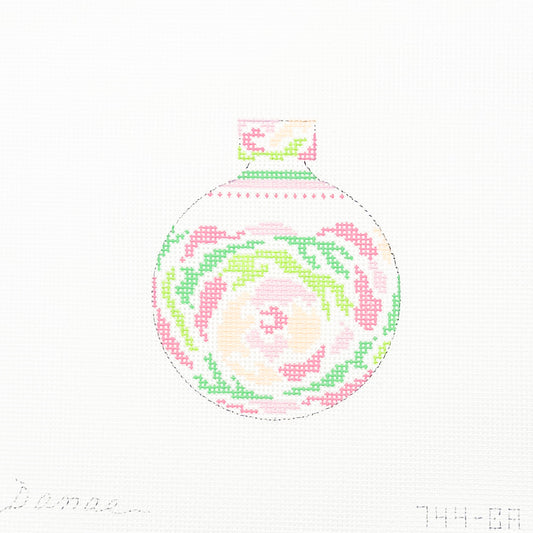 Pink Pastel Floral Round Christmas Ornament