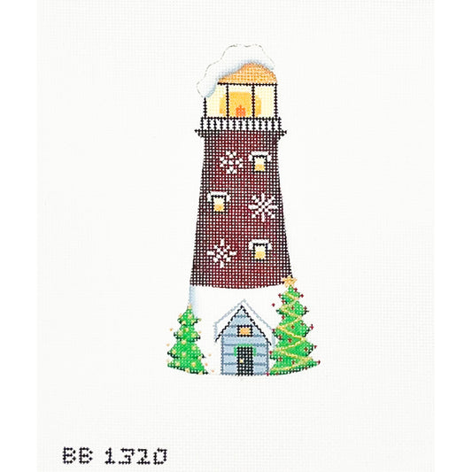 Burgundy and White Lighthouse