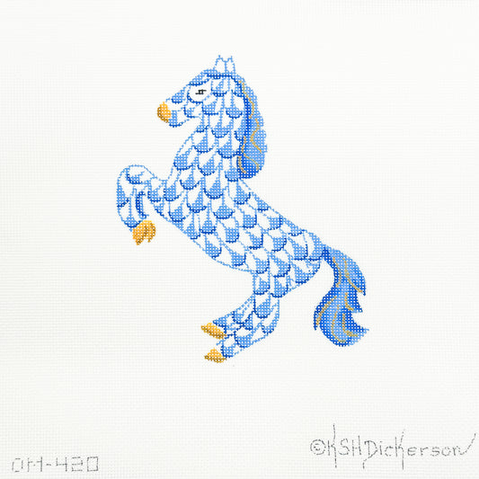 Fishnet Mini Leaping Horse in Blue
