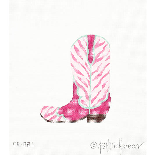 Pink Zebra Cowboy Boot (Facing Left)
