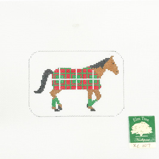 Horse in a Christmas Blanket