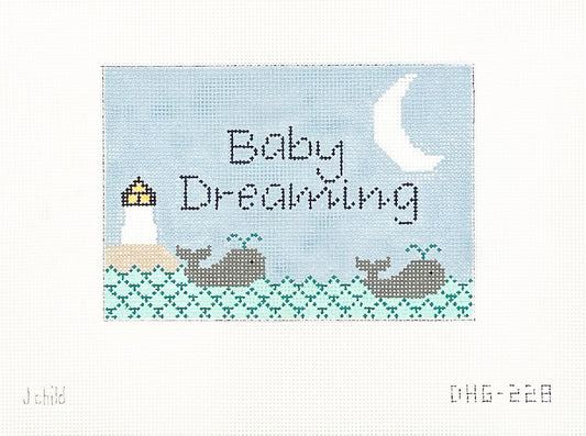 Lighthouse w/ Whales "Baby Dreaming" Sign