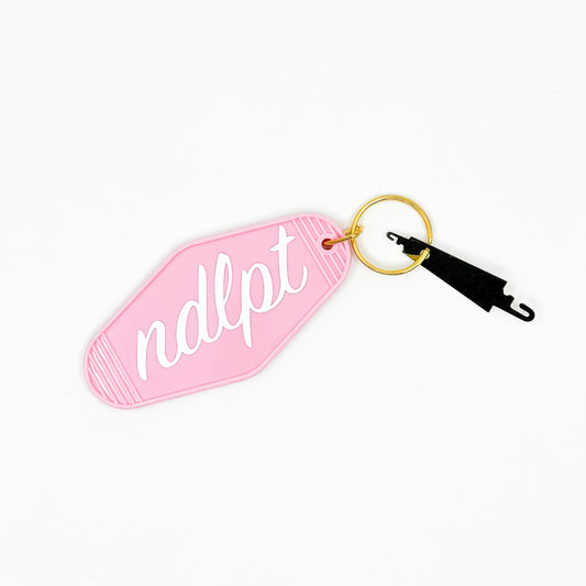 Hotel Key Fob Threader - Pink with White Script