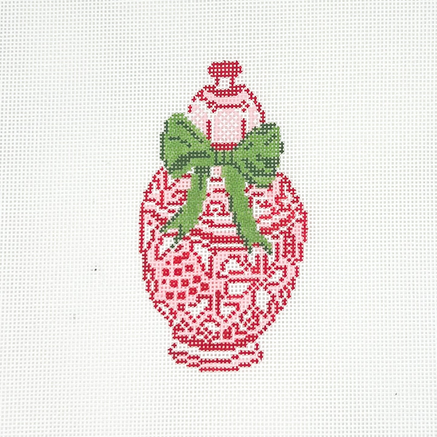 Red Ginger Jar with Green Bow