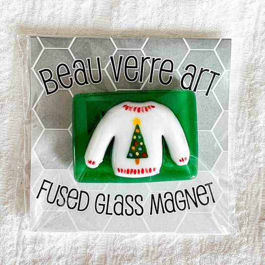 Christmas Tree Sweater Fused Glass Needle Minder