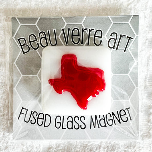 Red Texas Shape Fused Glass Needle Minder