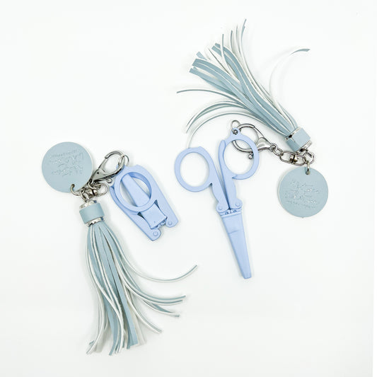 Cotton Candy Tassel with Folding Scissors - Blue