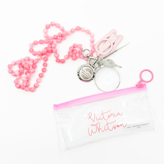 Up Up Chatelaine - Pink Beads