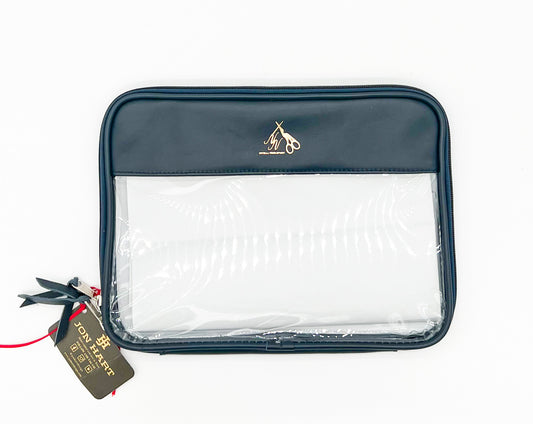 Jon Hart Navy Leather Clear Folio with Gold NN Logo