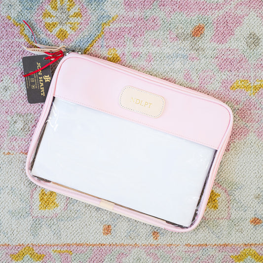 Jon Hart Clear Folio in Rose with Gold "NDLPT"