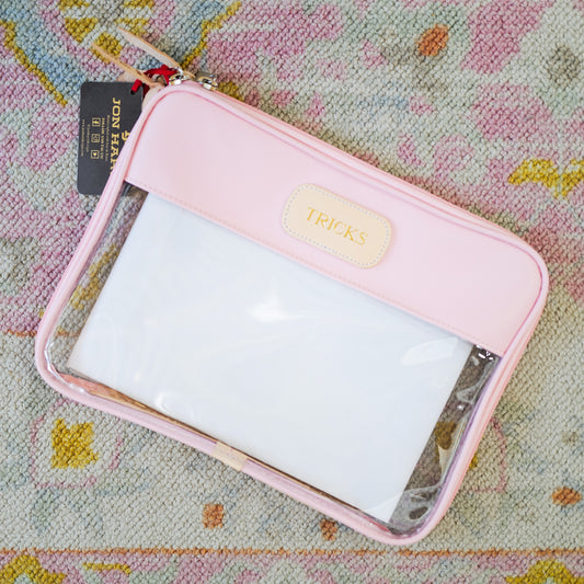 Jon Hart Clear Folio in Rose with Gold "TRICKS"