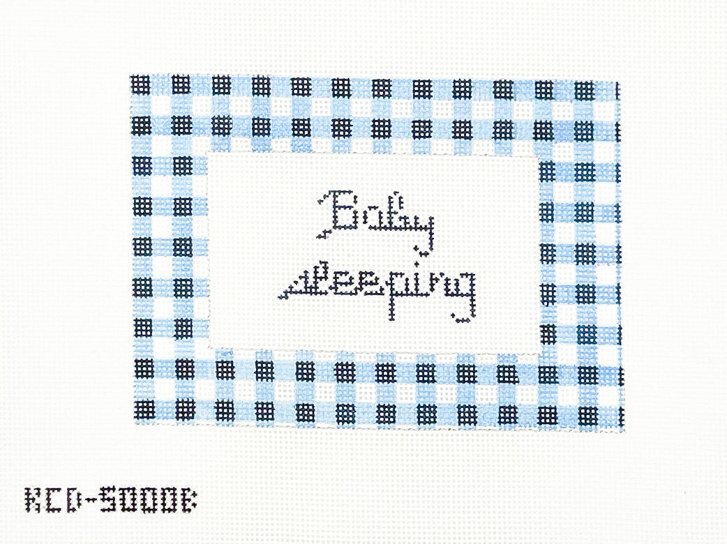 Baby Sleeping in Blue Gingham