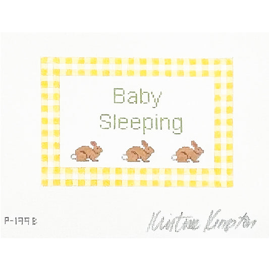 Yellow Gingham Bunnies "Baby Sleeping" Sign