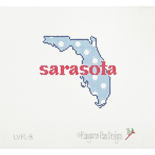 Florida Shape Sarasota Light Blue with White Dots