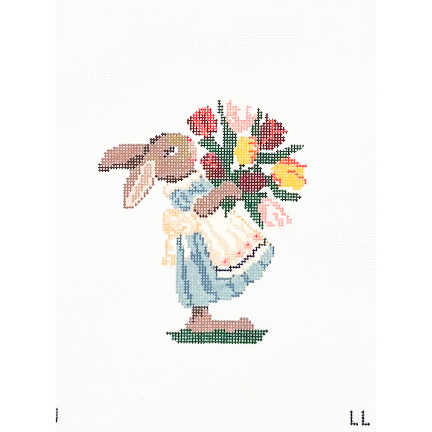 Girl Bunny with Flowers