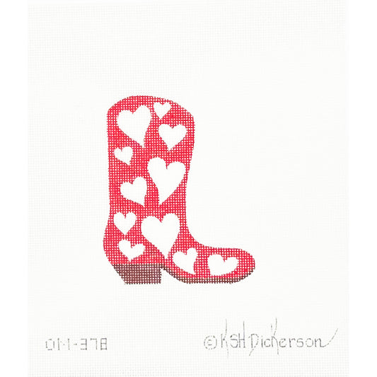 Red and White Heart Mini Cowgirl Boot
