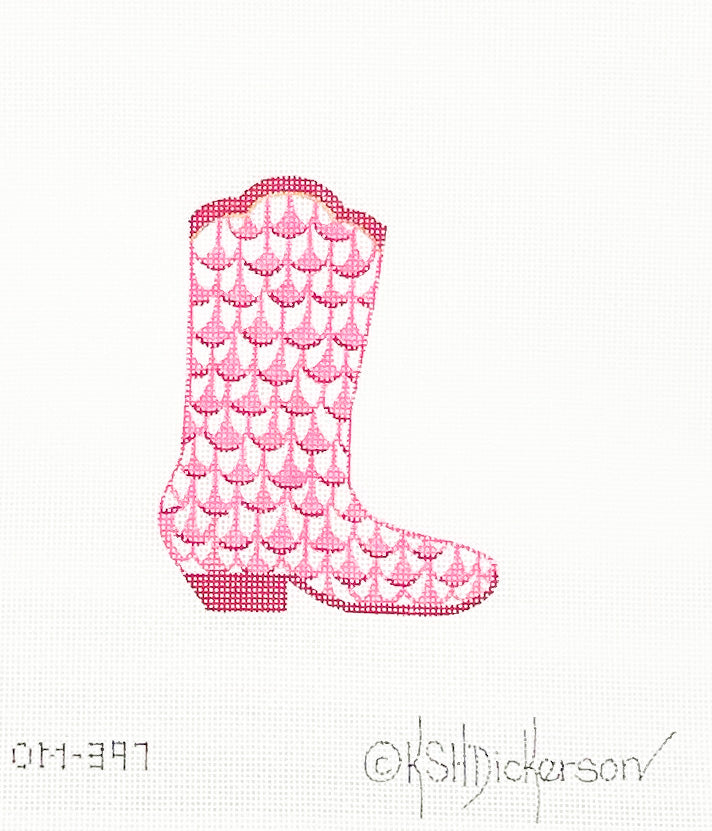 Pink Fishnet Mini Cowgirl Boot
