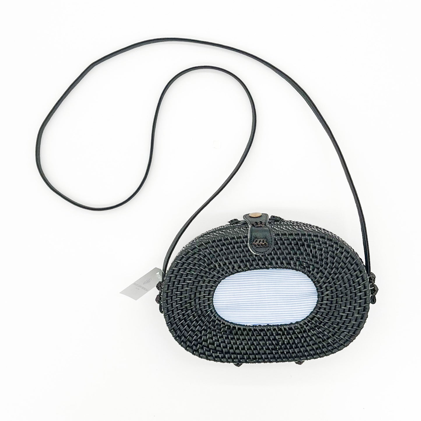 Small Oval Wicker Bag - Black