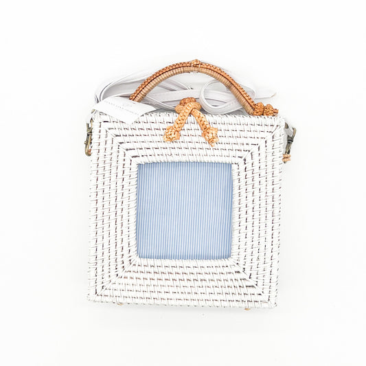4x4 Square Wicker Bag - White