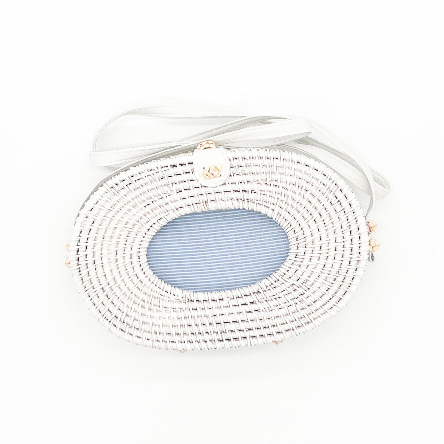 Small Oval Wicker Bag - White