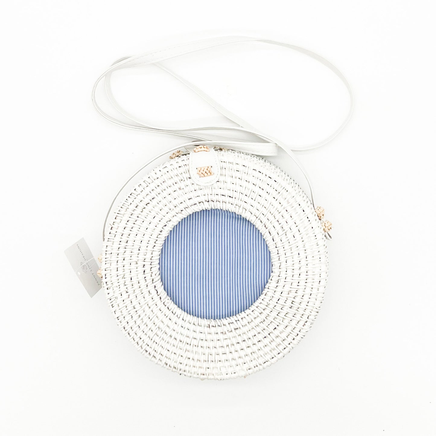 4x4 Round Wicker Bag - White