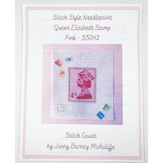 Queen Elizabeth Stamp Pink (canvas + stitch guide)