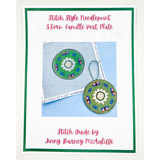 Famille Vert Plate in Green (canvas + stitch guide)