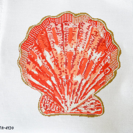 Large Scallop Shell in Orange